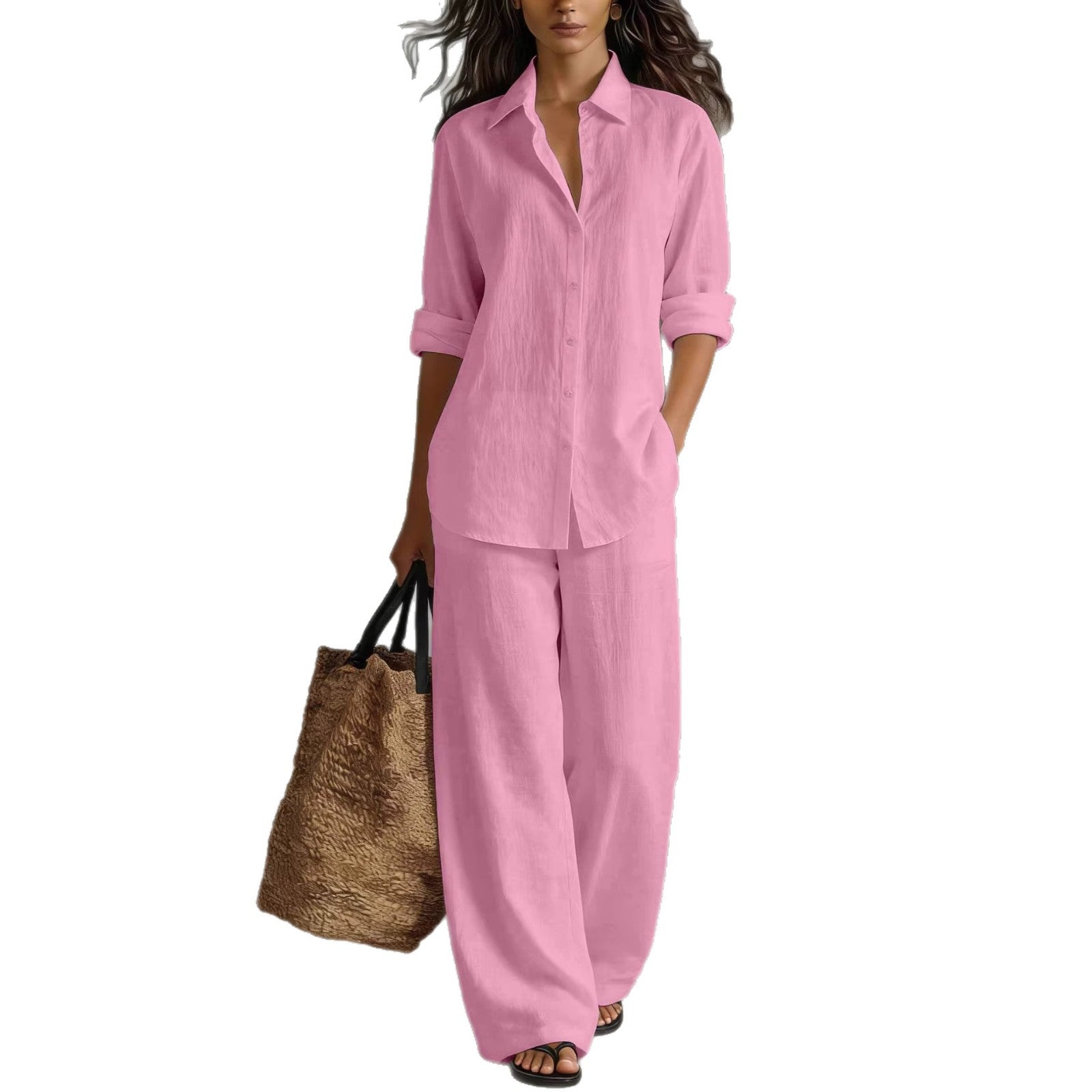 Bohemian Resort Cotton-Linen Top And Pants Set