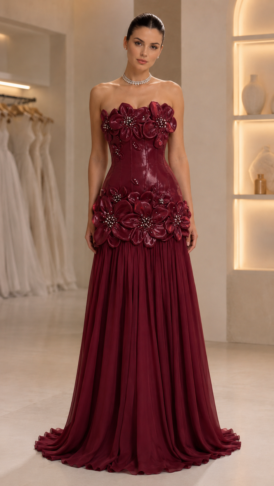 Floral Strapless Gown