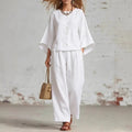 Women's Cotton And Linen Wide-leg Pants Suit