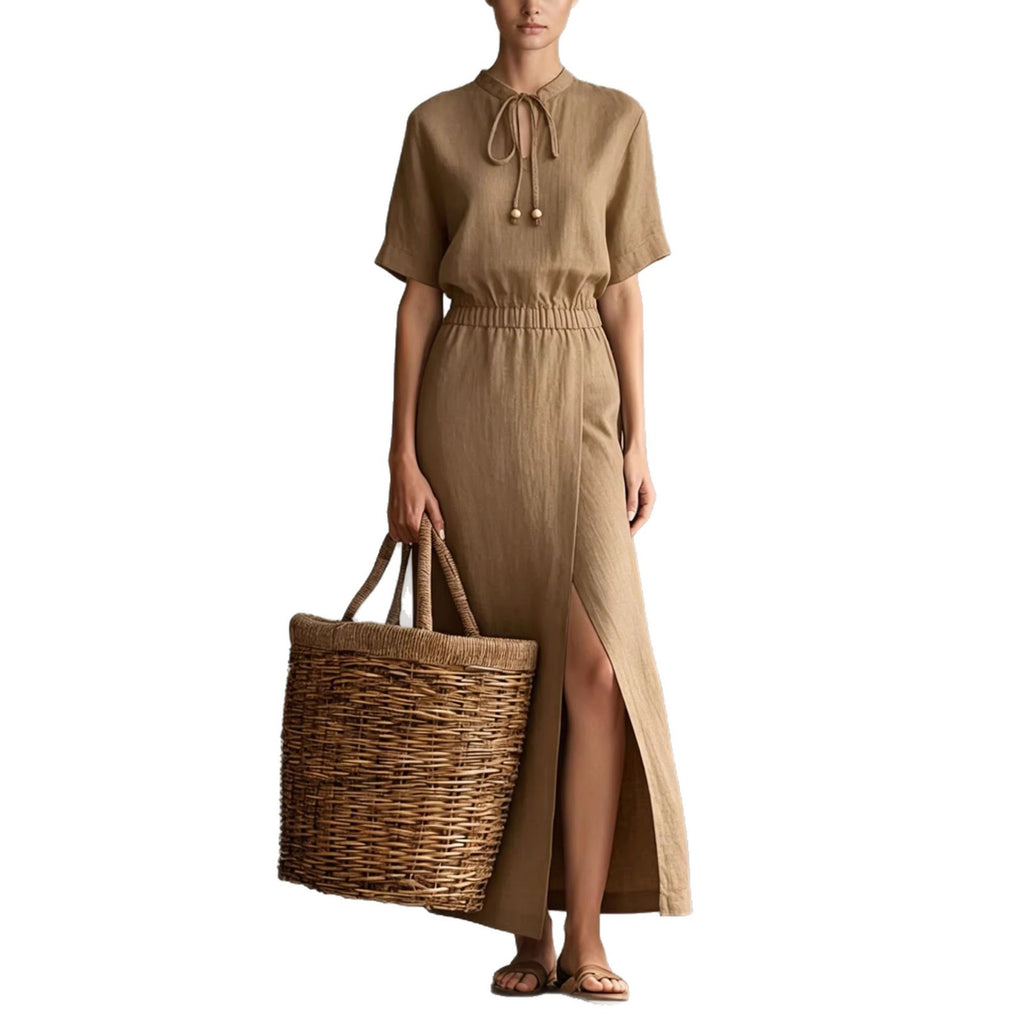 Women's Casual Blended Fabric Bow-Tie Neckline Dress