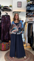 Mediterranean Harbor Print Two-Piece Palazzo Set