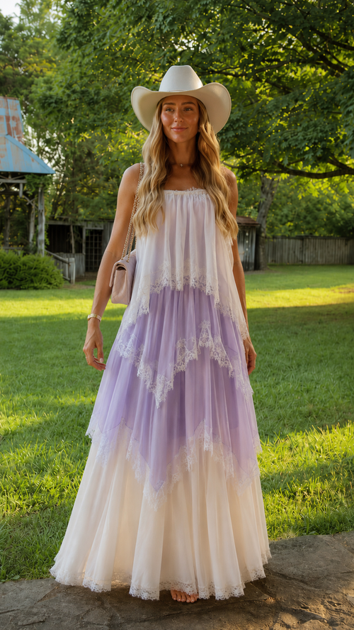 Blush Tiered Tulle Maxi Dress