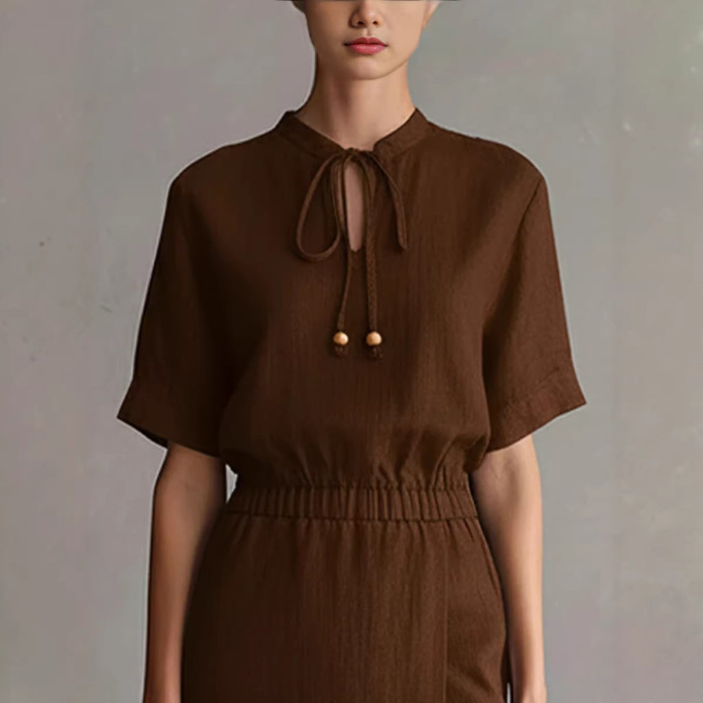 Women's Casual Blended Fabric Bow-Tie Neckline Dress