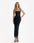 Midnight Stardust Lace Corset Midi Dress